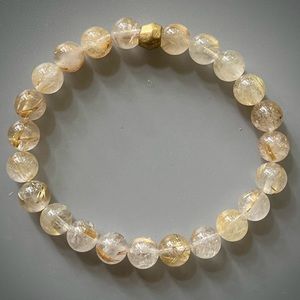 Golden Rutilated Quartz Handcrafted Bead Bracelet